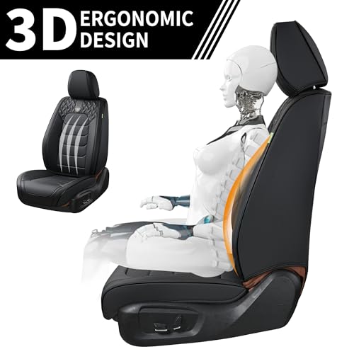 Image of FLORICH Car Seat Covers, Leather Seat Covers, Front Seat Covers 2PCS,Waterproof Car Seat Protector, Auto Driver Seat Covers Accessories Fit for Most SUV Trucks(Black, Front Pair)