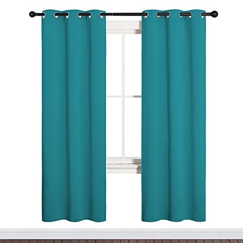 Image of NICETOWN Room Darkening Curtains 72 inch Length 2 Panels, Thermal Insulated Grommet Blackout Curtains for Modern Casual Elegant Bedroom Kids Room Theme Decoration (Peacock Teal, 2 Pieces, W34)