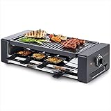 ✅ SEGURO - Con 1300 W, la raclette grill se calienta rápidamente y la comida se puede preparar directamente. Los pies de goma antideslizantes y las luces indicadoras garantizan siempre un disfrute seguro.