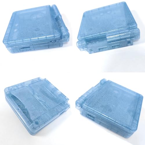 Image of Hzxkqmil Replacement Full Shell Case Kit for Gameboy Advance SP Console | Custom Transparent Housing DIY Clear Cover with Buttons Screws Repair Parts + Screwdrivers Tools for GBA SP (Blue Sparkle)