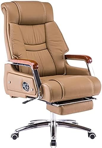 Silla Ejecutiva Grande Y Alta Con Reclinación De 155°, De Cuero Genuino, Para Comodidad En Casa Y Para La Hora Del Almuerzo. Capacidad De Peso: 250 Kg/551,2 Lb. Color Negro,Beige-114-120*50cm