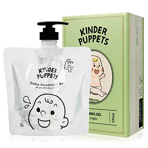 Kinder Puppets Korean Baby Soothing Gel | Instant Relief to Irritated, Heated Skin | Soothing Rash & After Sun Gel With Red Ginseng | Newborns Infants Toddlers Kids, 11.2 Fl. Oz