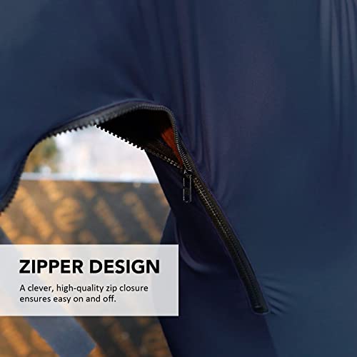 Image of Harrison Howard Stretch Horse Slinky Hood All-Covered Comfortable Horse Sleazy Neck with Zipper-Navy Medium
