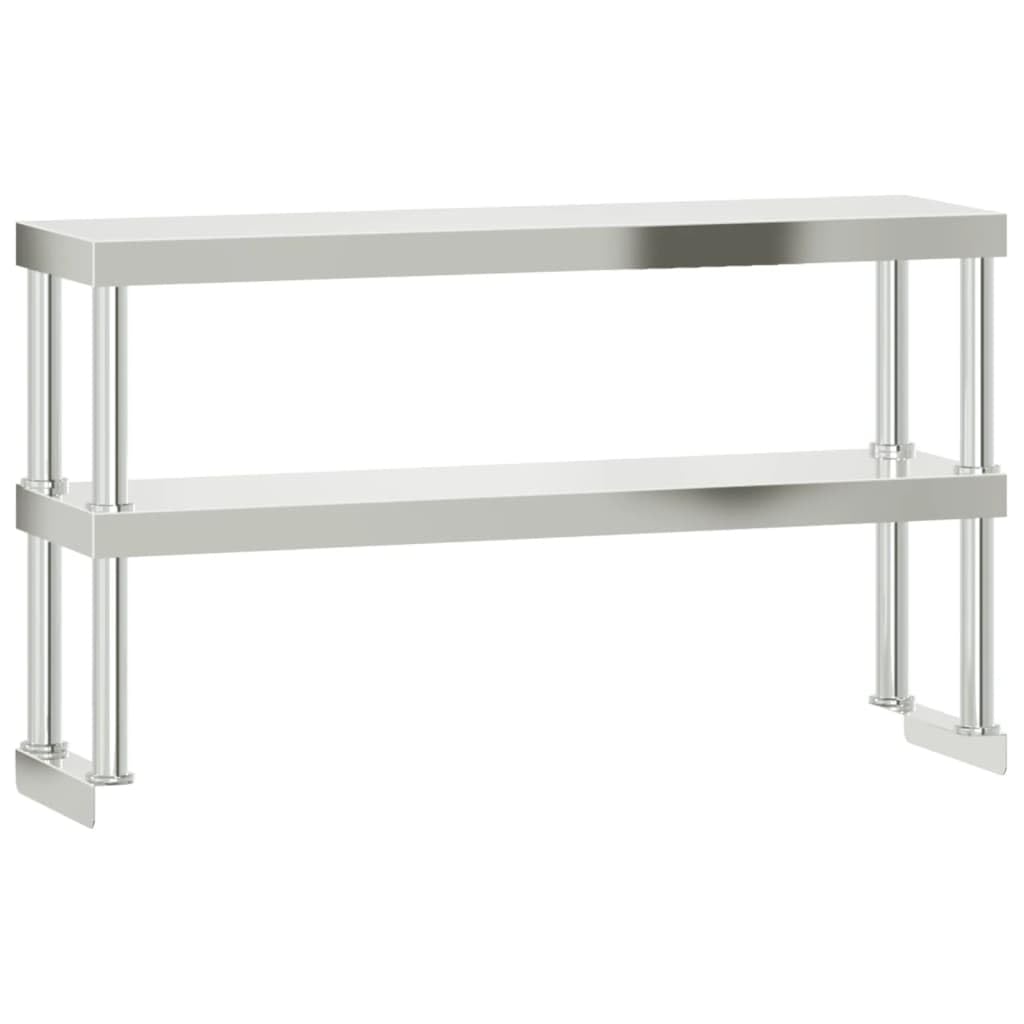 Tavolo da lavoro da cucina in acciaio inox con ripiano, 110 x 55 x 150 cm, per gastronomia, ristorante, catering, grandi cucine, commerciali, robusto, igienico, stabile, con ripiano e