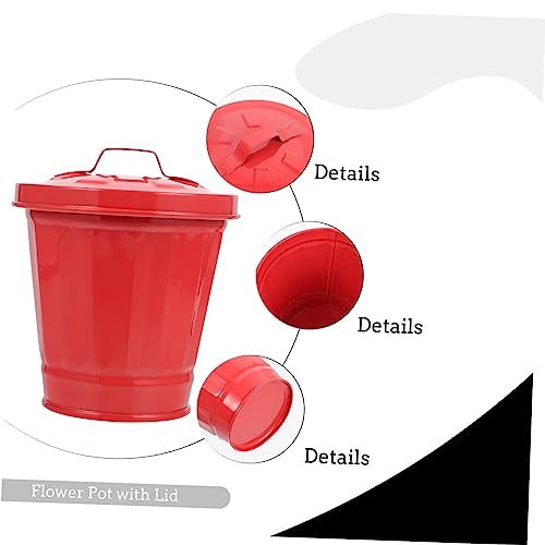 Caneca de basura metálica roja para escritorio 4.33x3.54x3.54 in miniatura 3