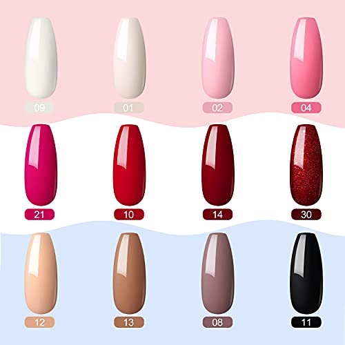 Shelloloh 12pcUV Nagelack 7ml gel Nägel selber Starterset Top Coat Base Coat Glitzer Gel Nagel mit 36W UV/LED Nagellampe… – Bild 3