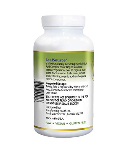 Leafsource Humic And Fulvic Acid 120 Vcap, Trace Minerals, More Natural Humic To Fulvic Acid Ratio Than Shilajit, Supports Energy, Immune, Gut Health, Joint Health, North American Harvested #TOP4