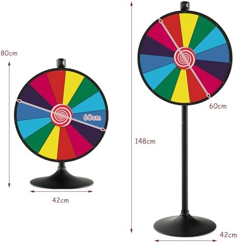 Maxmass 24" Color Prize Wheel, Height Adjustable Roulette Wheel with 14 Slots, Dry Erase Marker and Eraser, 2 in 1 Fortune Spinner Wheel Game for Parties Carnivals Trade Shows