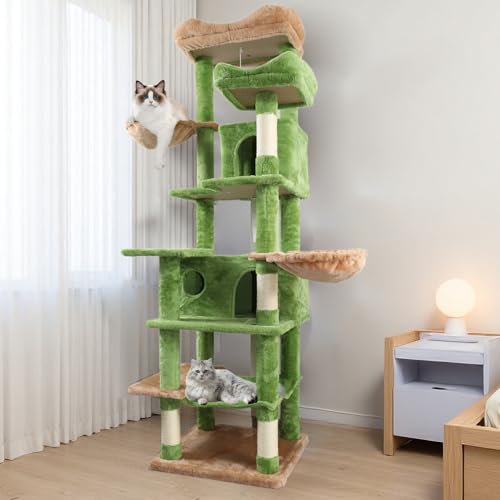 Torre para gatos de 68 pulgadas con rascadores y hamacas miniatura 1