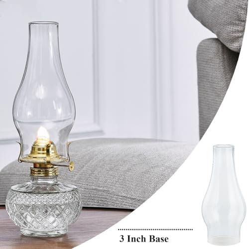 Image of Oil Lamp Chimney Replacement,3 Inch Fitter x 8.3 Inch Tall Kerosene Lamp Globe,Clear Glass Light Globe,Hurricane Lamps Globes Shade Cover,Glass Chimney for Oil Lamps Indoor Use(2 Packs)