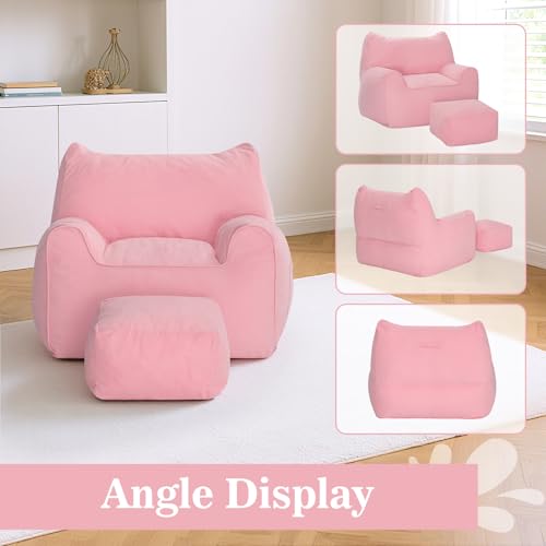 HOMMPA Bean Bag Chairs with Square Stuffed Pouf Ottoman Cat Shaped Comfy Bean Bag Sofa for Adults Large Reading Couch for Living Room Bedroom Dorm,Pink - image 7