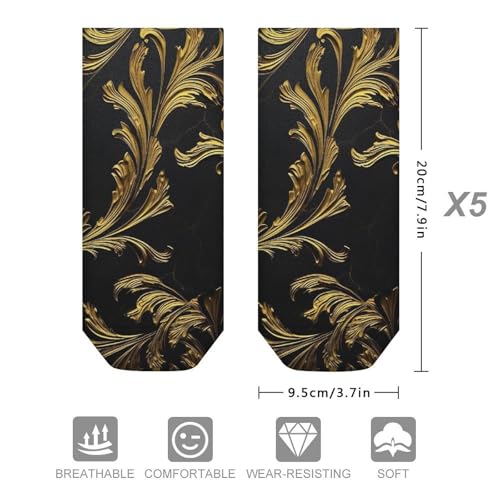 Black And Gold Socks Low Cut Ankle Sock Short Socks Casual Socks Running Hiking Socks 5 Pairs Unisex2
