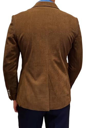 Men's Vintage Casual Corduroy Blazer 2 Buttons Slim Fit Sport Coat with Large Pockets4