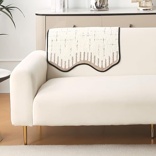 Image of HOKIPO 1 PC Backrest Mat for Sofa Cover | Luxury Supple Soft Wavy Mat with Anti Slip Backing, Cream Brown (AR-6217-CRBR)