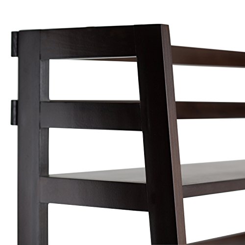 Image of SIMPLIHOME Acadian Solid Wood 63 inch x 30 inch Rustic Ladder Shelf Bookcase in Tobacco Brown for the Living Room, Study Room and Office
