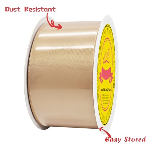 Image of Double Face Gold Satin Ribbon 2 inch X 25 Yards Polyester Gold Ribbon for Gift Wrapping Very Suitable for Weddings Party Hair Bow Invitation Decorations and More