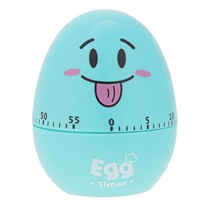 Lustige Eieruhr, 55 Minuten Timer, mechanischer Countdown-Timer, Cartoon-Ei, manueller Timer, hartgekochte Eieruhr mit akustischem Alarm zum Backen in der Küche, Kindersport (blau)