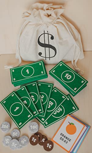 Good Ground Pretend Play Kids Felt Money Educational Montessori Toy Dollars Bills Coins Wallet Childrens Counting Set Toddlers STEM Gift - Thumbnail 4