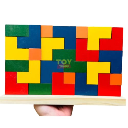 Blocos De Encaixes Vertical Grande com 25 peças em Madeira Tradicional - Toy Trade Oficial