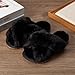 Csfry Girls Fluffy Soft Plush Cross Band Kids Slippers Black US11-12