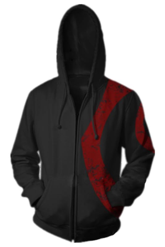 Ubaywey Unisex Adulto Impreso Cremallera Sudadera con Capucha Disfraz Halloween Cosplay Anime Chaqueta Ropa, Negro , L