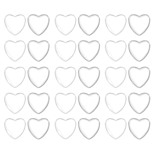 PATIKIL Transparent Glass Cabochons, 50Pcs 25x25mm Heart Shaped Glass Dome Tiles for Photo Pendant Jewelry Making Clear