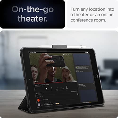 Image of Spigen for iPad 10.2 Case, iPad 9th /8th /7th Generation Case (2021 /2020 /2019), Ultra Hybrid Pro with Transparent Back and Pencil Holder, Black