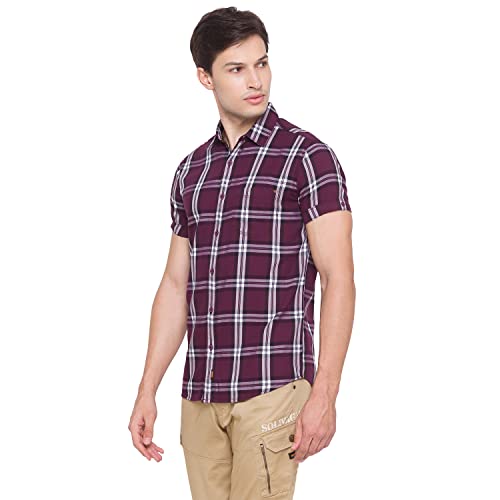 Image of Spykar Men's Slim Shirt (8907966630215 Wine Red L)
