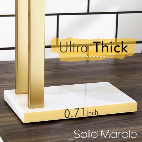 Image of KOKOSIRI Hand Towel Rack Standing Towel Rails 2-Tier with Marble Base for Bathroom Vanity Countertop, Brushed Gold Stainless Steel 15.7'' Height THS0007-BG