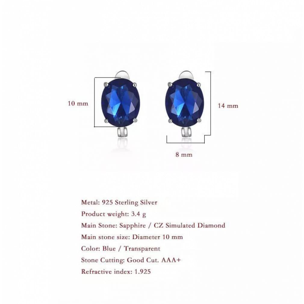 HLTYGWX Edelstein Ohrclips Damen Silber 925 Schmuck Blau/Weiß Lab Diamant Hochzeit Ohrringe