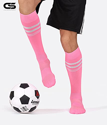 Cs Celersport 2 Pack Soccer Socks For Youth Kids Men And Women Football Softball Socks, Pink, Medium #TOP4