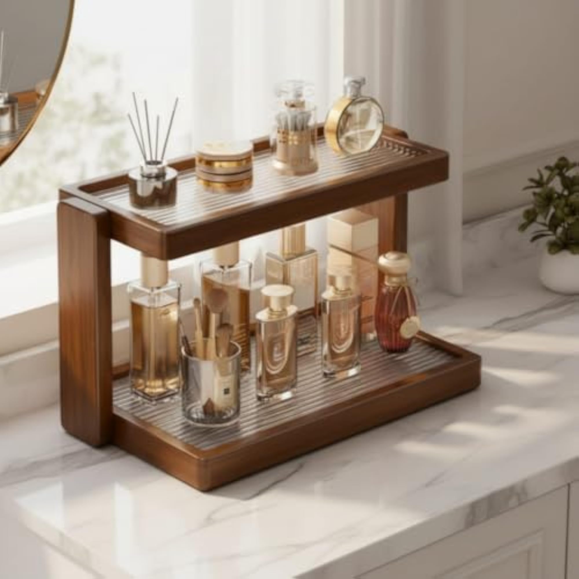 Open-Frame Makeup Organizer, Space-Saving