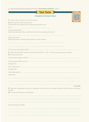 Oswaal CBSE Question Bank Chapterwise and Topicwise SOLVED PAPERS Class 10 Mathematics (Standard) For Exam 2026