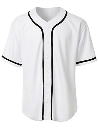 LE3NO Mens Active Varsity Short Sleeve Baseball Jersey