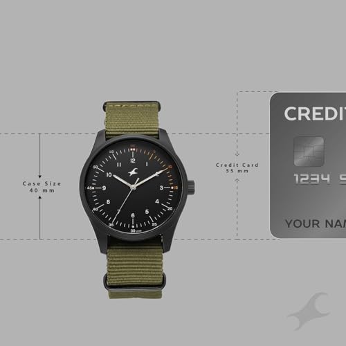 Image of Fastrack Stunners XI with Quartz Analog Black Dial Green Nylon /NATO Strap Watch for Men - 38214NP01