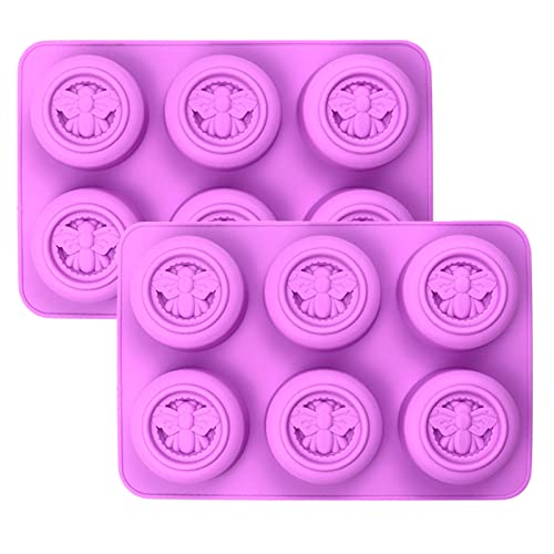 2 Piezas Moldes de Jabón de Silicona de Abeja, Molde de Silicona para Jabón de Panal de Abeja, Diseño Redondo de Abeja de Abeja, para Jabones Hechos a Mano, Pasteles, Manualidades de Resina