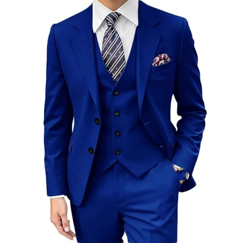 Men Business Casual 3 Piece Blazers Vest Pant Wedding Party Groom Prom Set2