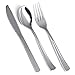 Klikel Plastic Silverware Set - 100 Person Service - 100 Each of Spoons, Forks And Knives – Heavy Duty Disposable Silver Cutlery - Elegant Reusable Paper Goods And Dinner Party Supplies