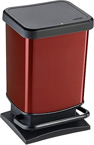 Rotho, Paso, kosz na śmieci 20 l z pedałem i pokrywką, tworzywo sztuczne (PP) nie zawiera BPA, czerwony metaliczny, 20 l (29,3 x 26,6 x 45,7 cm)
