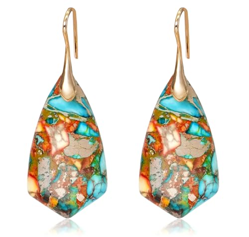 Natural Stone Earrings Multishape Dangle Drop Earrings Boho Stone Earring for Women