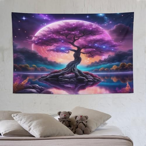 Arbre du monde tapisserie murale suspendue 150x230cm pour décoration de chambre