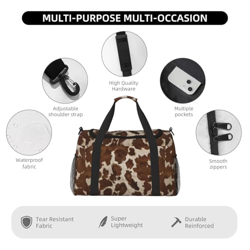 Duffle Bag for Travel Gym, Weekend, Brown Animal Print Weekender Bags for Women Carry on Bag Overnight Bag Workout Duffle Sports Bag3