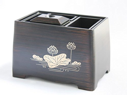 線香・ロウソク入れ 木目色 樹脂製 高さ9cm