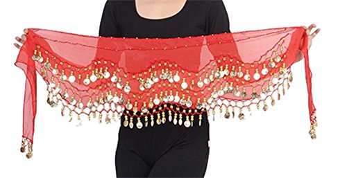 Danze del vientre Traje Cinturon de monedas taparrabo para Carnaval Espectáculos de danza en rojo Cover