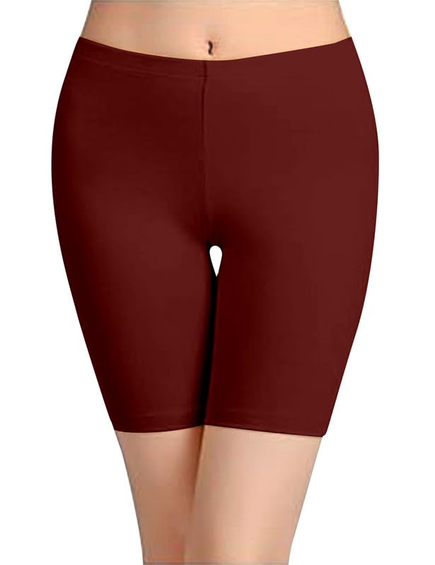 Image of TRENDMALLS Women's High Coverage Super Combed Cotton Elastane Stretch Mid Waist Shorties with Concealed Waistband Cycling Short