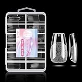 Ditran Short Ballerina Nail Tips 240PCS No c Curve Gel Acrylic Fake Nails Tips, Clear Short Ballet Press On Nails Tips Full Cover for Nails Extension Home DIY Salon Manicure 10 Sizes