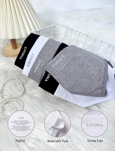 Livona Racerback Training Bra for Girls- 6 Pack Seamless Sports Bra, Padded Everyday Bra Bralette,Crop Cami Tank Top (6-14)2