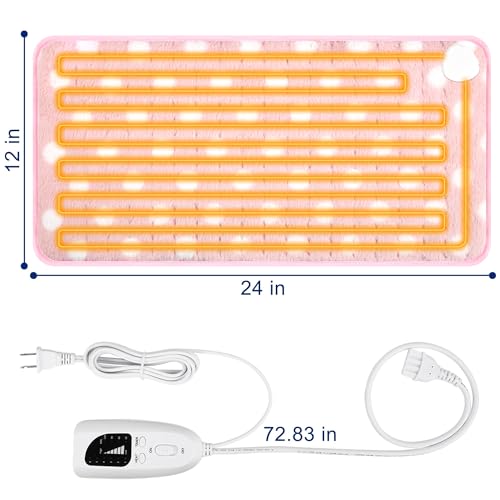 Image of Electric Heating pad for Back Neck Shoulder Knee Arms Legs- Electric Heat Pads with 6 Heat Settings & Auto Shut Off &Dry /Moist Heat Heating Pad for Birthday Mother Father Girl Men Women, Pink White