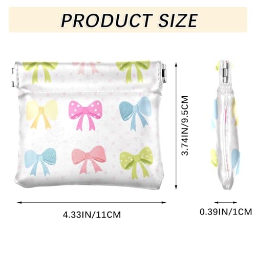 Colorful Bows Coin Purse Leather Pouch Change Purse, Squeeze Coin Pouch for Cards, Keys & Lipsticks, Unisex3