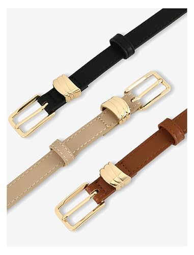 Skinny Belt for Women Jeans Faux Leather Ladies Thin Waist Belts for Dresses Pants with Trendy Gold/Silver Buckle3